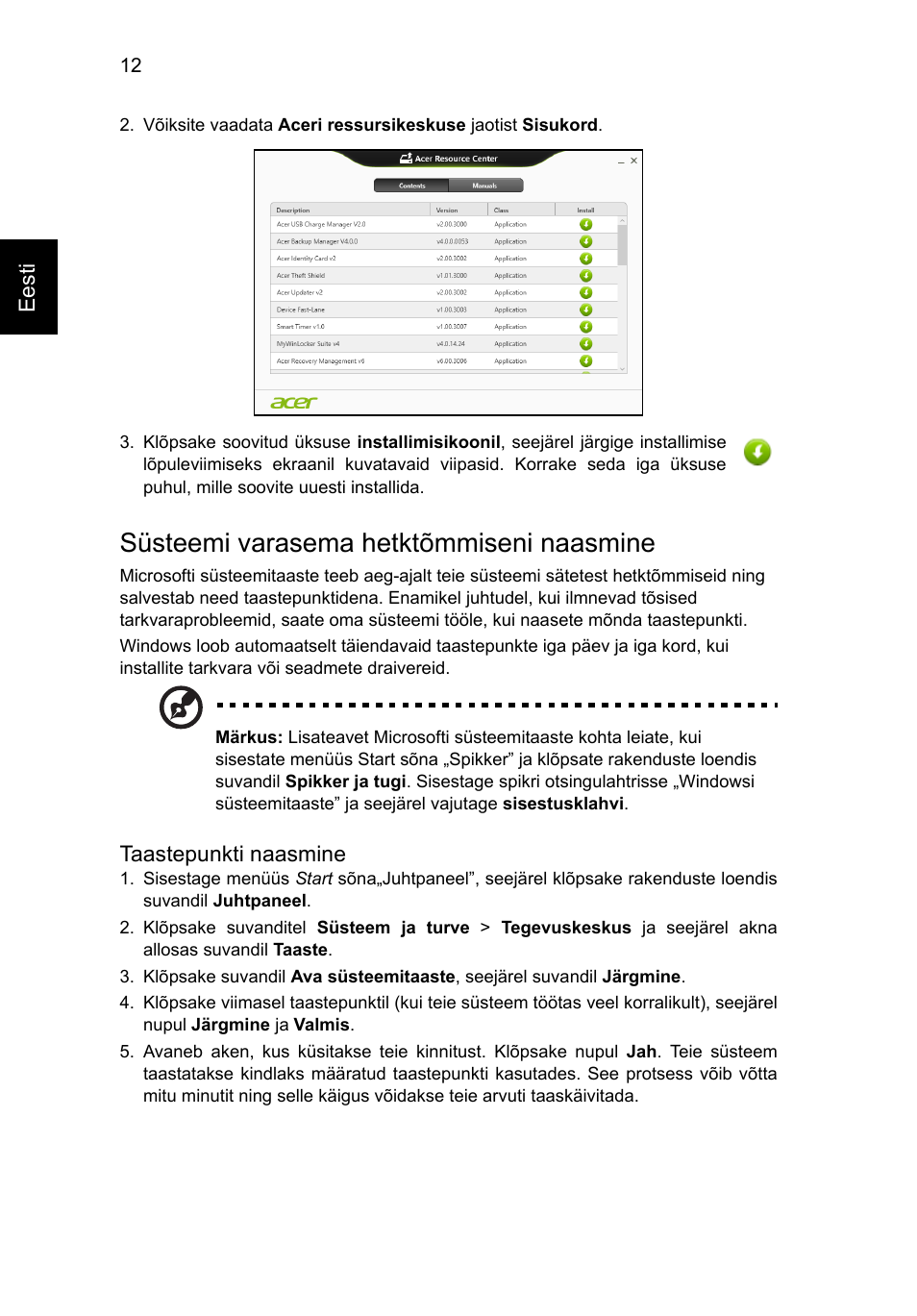 Süsteemi varasema hetktõmmiseni naasmine | Acer Aspire V5-571G User Manual | Page 1706 / 2484