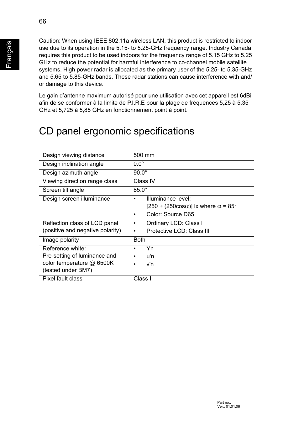 Cd panel ergonomic specifications | Acer Aspire V5-571G User Manual | Page 174 / 2484