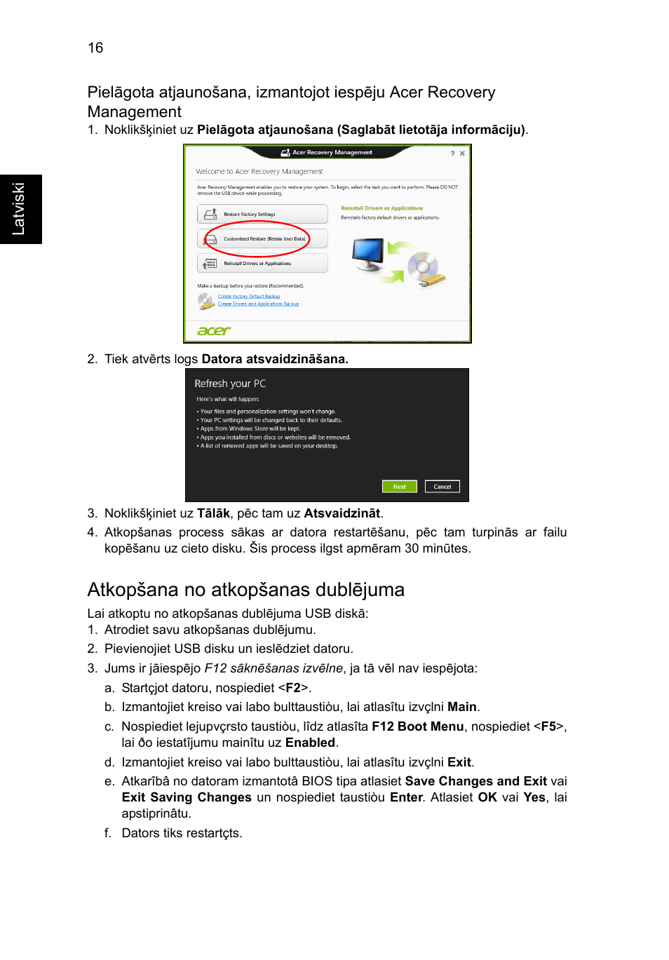 Atkopšana no atkopšanas dublējuma | Acer Aspire V5-571G User Manual | Page 1792 / 2484