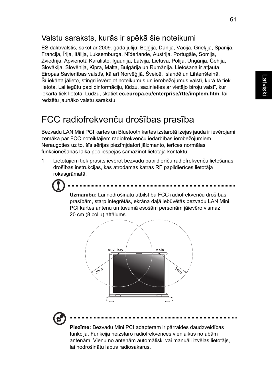 Fcc radiofrekvenču drošības prasība | Acer Aspire V5-571G User Manual | Page 1837 / 2484