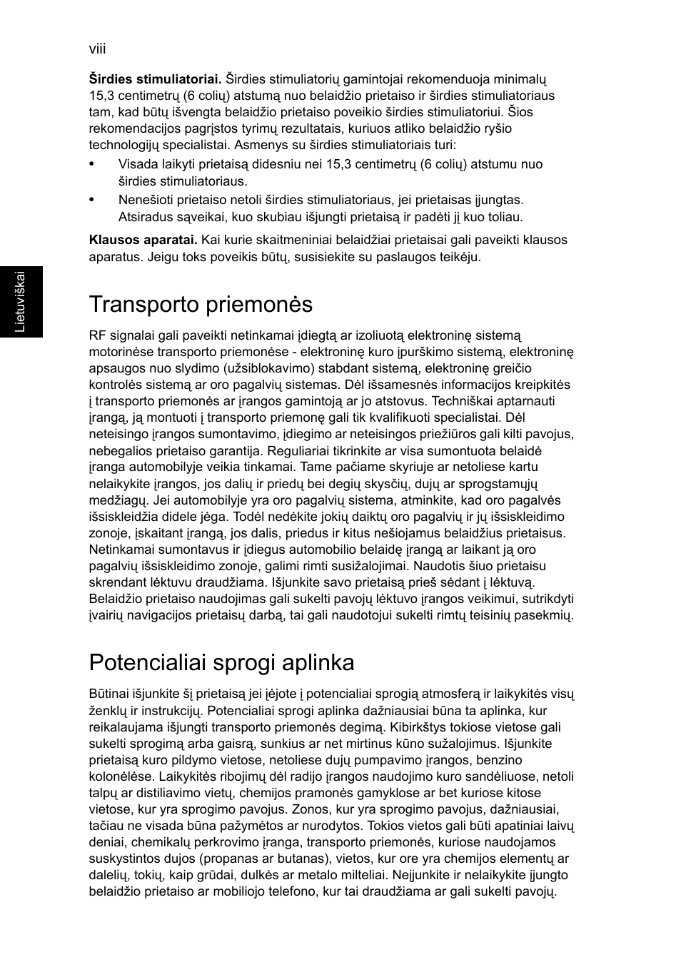 Transporto priemonės, Potencialiai sprogi aplinka | Acer Aspire V5-571G User Manual | Page 1846 / 2484