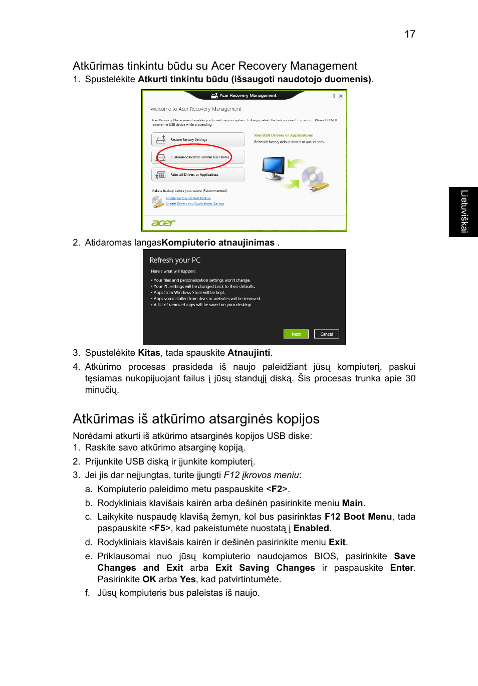 Atkūrimas iš atkūrimo atsarginės kopijos | Acer Aspire V5-571G User Manual | Page 1873 / 2484