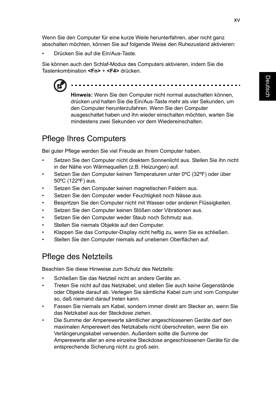 Pflege ihres computers, Pflege des netzteils | Acer Aspire V5-571G User Manual | Page 189 / 2484