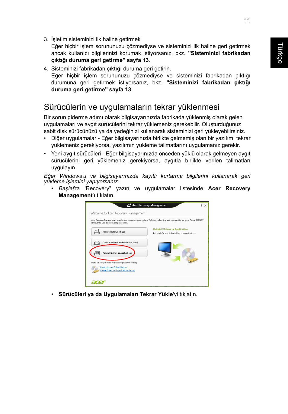 Sürücülerin ve uygulamaların tekrar yüklenmesi | Acer Aspire V5-571G User Manual | Page 2045 / 2484