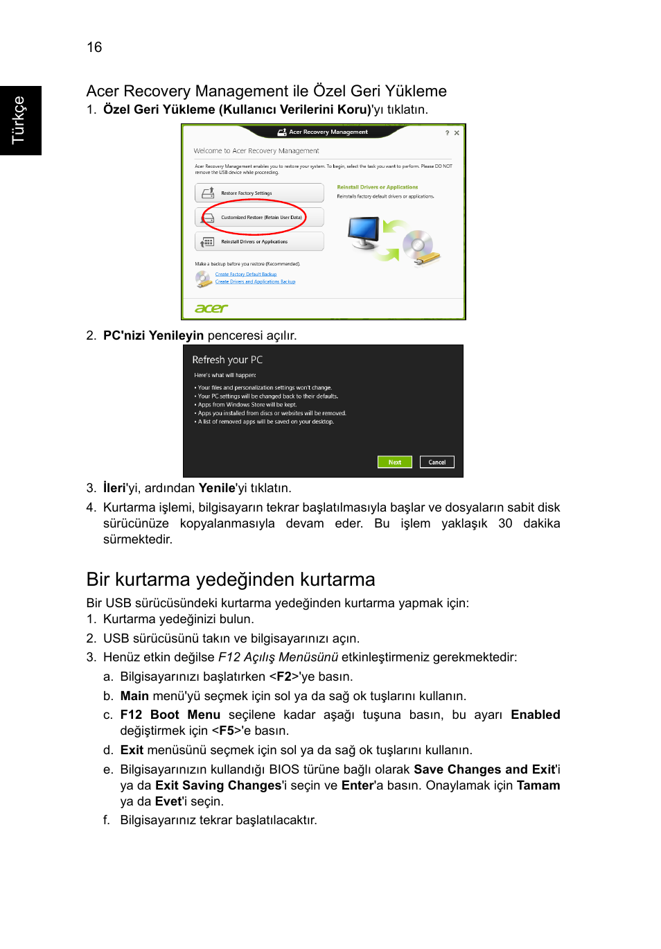 Bir kurtarma yedeğinden kurtarma | Acer Aspire V5-571G User Manual | Page 2050 / 2484