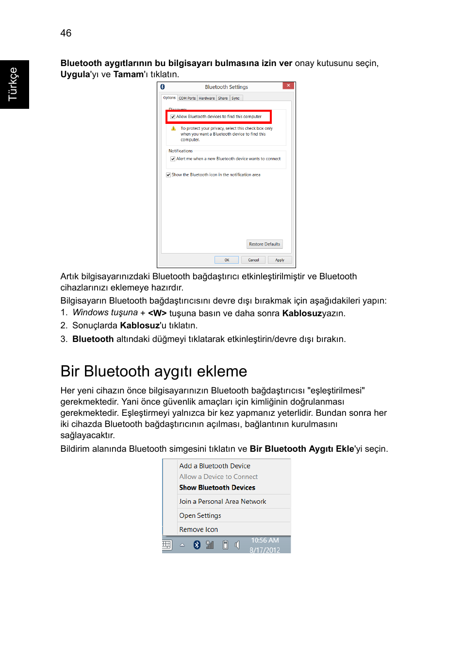 Bir bluetooth aygıtı ekleme | Acer Aspire V5-571G User Manual | Page 2080 / 2484