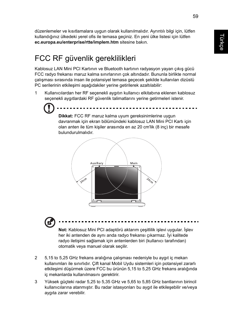 Fcc rf güvenlik gereklilikleri | Acer Aspire V5-571G User Manual | Page 2093 / 2484