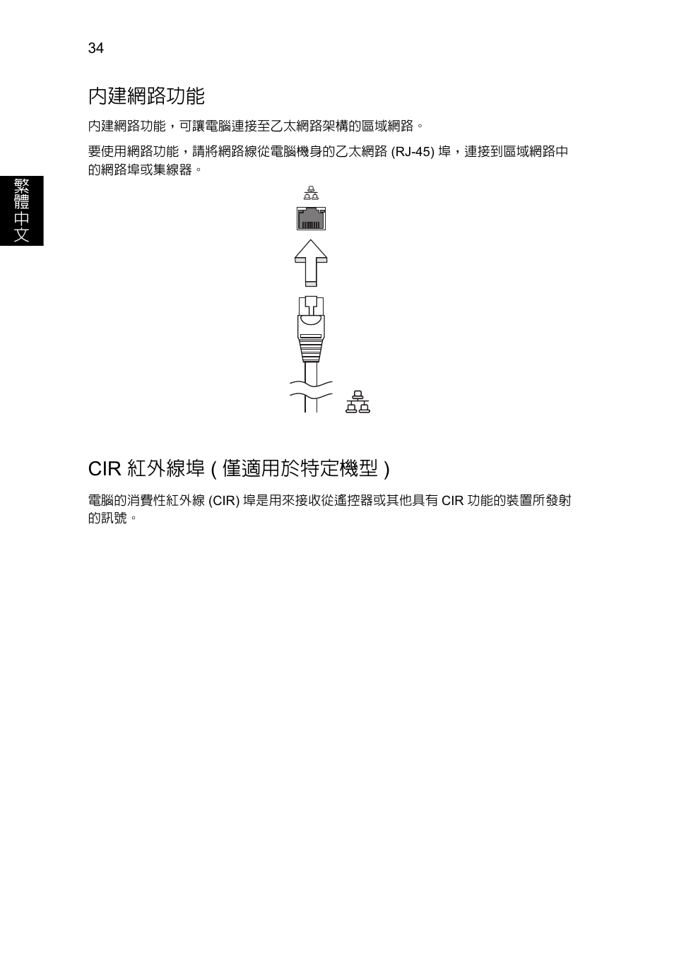 內建網路功能, Cir 紅外線埠 ( 僅適用於特定機型 ) | Acer Aspire V5-571G User Manual | Page 2224 / 2484