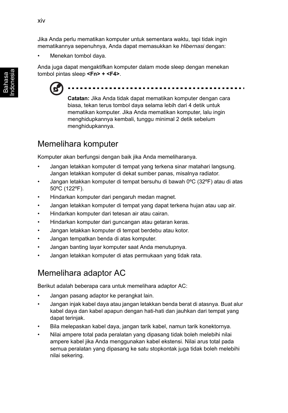 Memelihara komputer, Memelihara adaptor ac | Acer Aspire V5-571G User Manual | Page 2332 / 2484