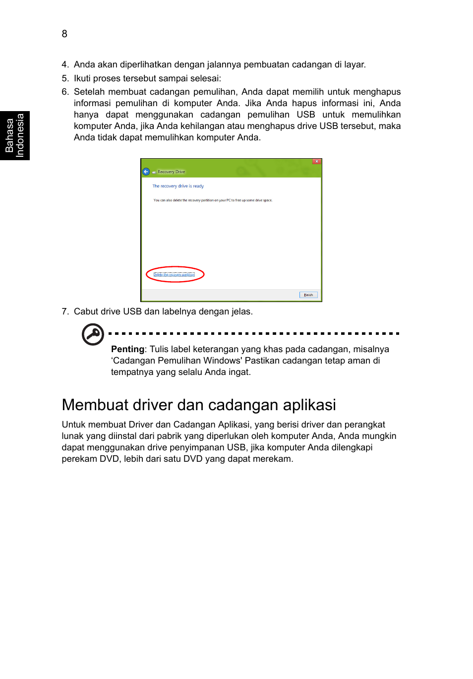 Membuat driver dan cadangan aplikasi | Acer Aspire V5-571G User Manual | Page 2346 / 2484