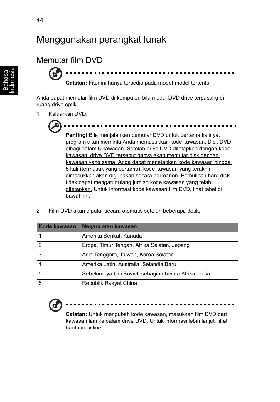 Menggunakan perangkat lunak, Memutar film dvd | Acer Aspire V5-571G User Manual | Page 2382 / 2484