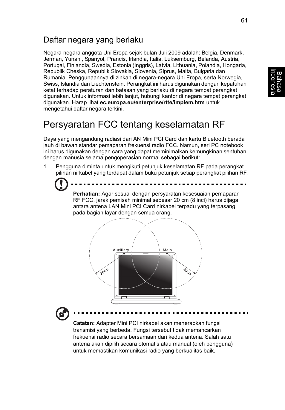 Persyaratan fcc tentang keselamatan rf, Daftar negara yang berlaku | Acer Aspire V5-571G User Manual | Page 2399 / 2484