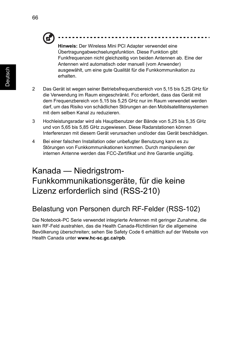 Belastung von personen durch rf-felder (rss-102) | Acer Aspire V5-571G User Manual | Page 260 / 2484