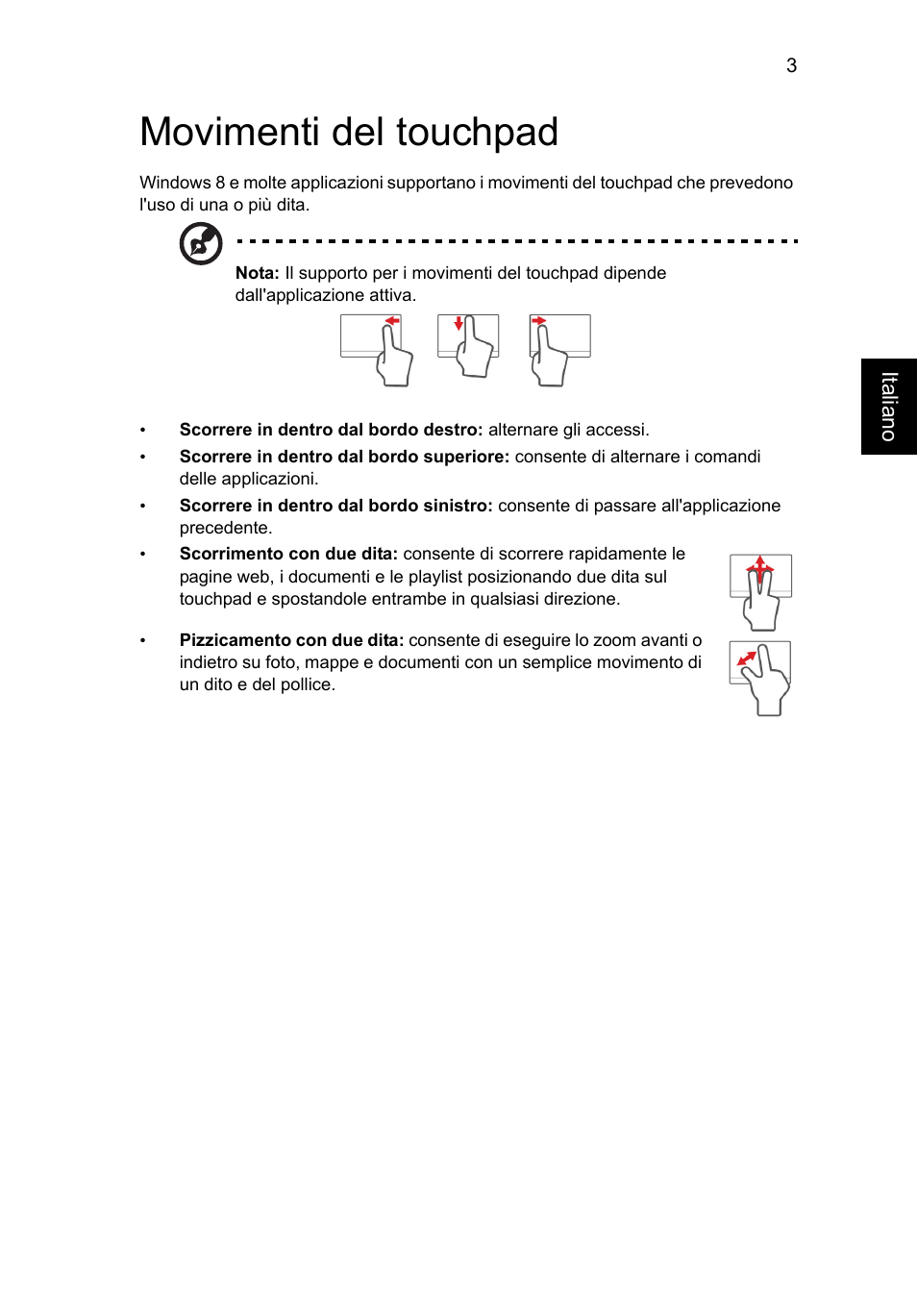 Movimenti del touchpad | Acer Aspire V5-571G User Manual | Page 285 / 2484