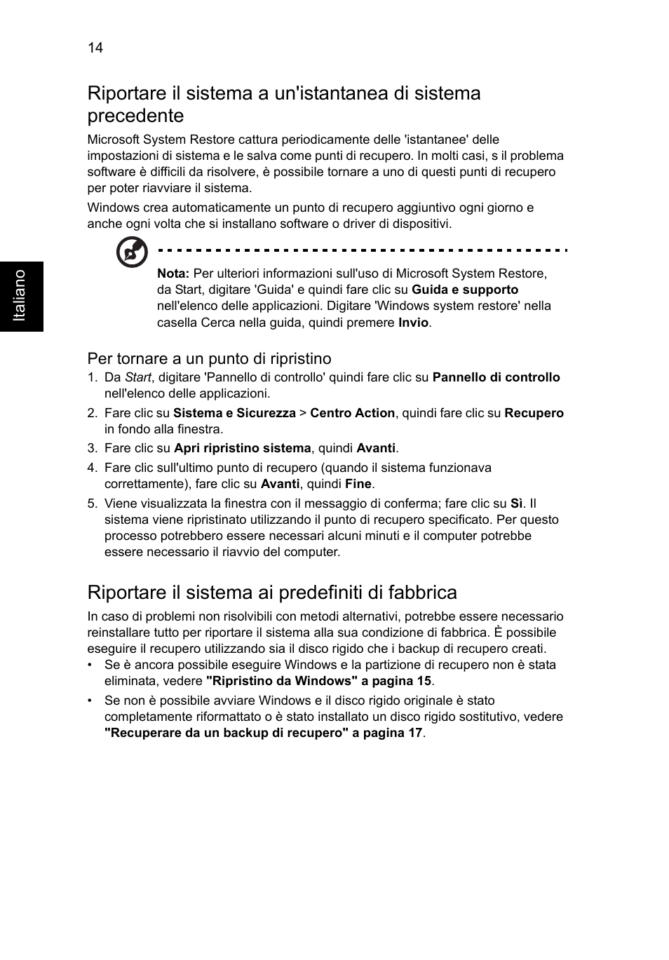 Riportare il sistema ai predefiniti di fabbrica | Acer Aspire V5-571G User Manual | Page 296 / 2484