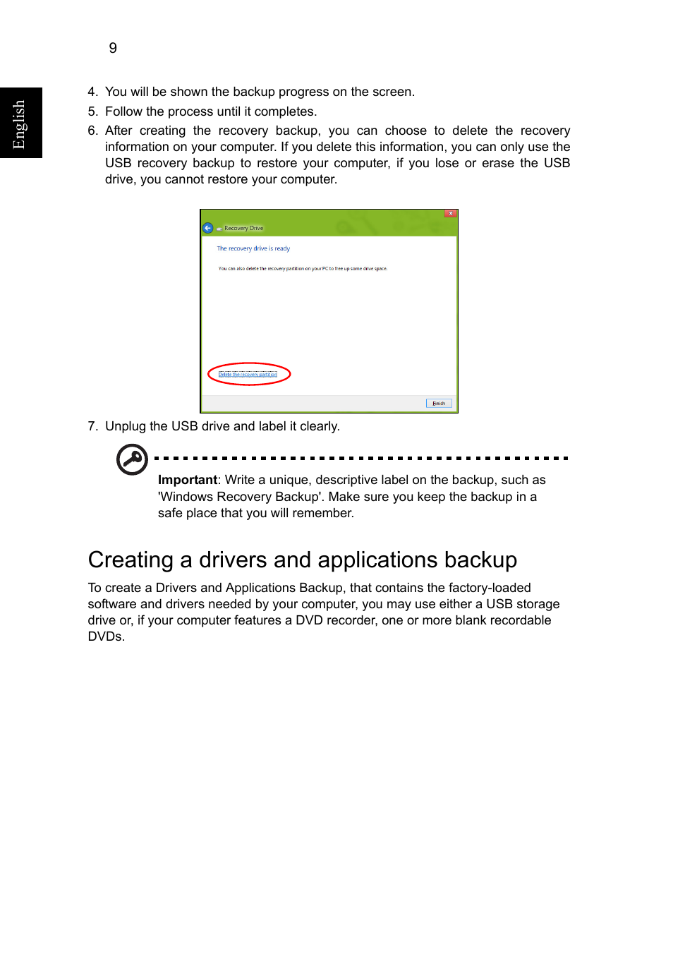 Creating a drivers and applications backup | Acer Aspire V5-571G User Manual | Page 30 / 2484