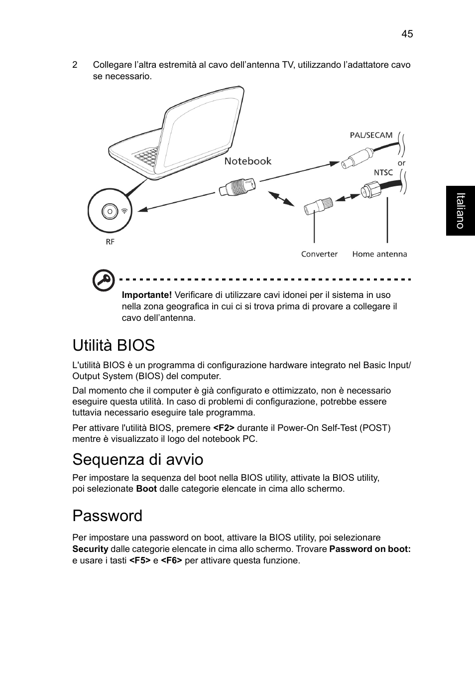 Utilità bios, Sequenza di avvio, Password | Acer Aspire V5-571G User Manual | Page 327 / 2484