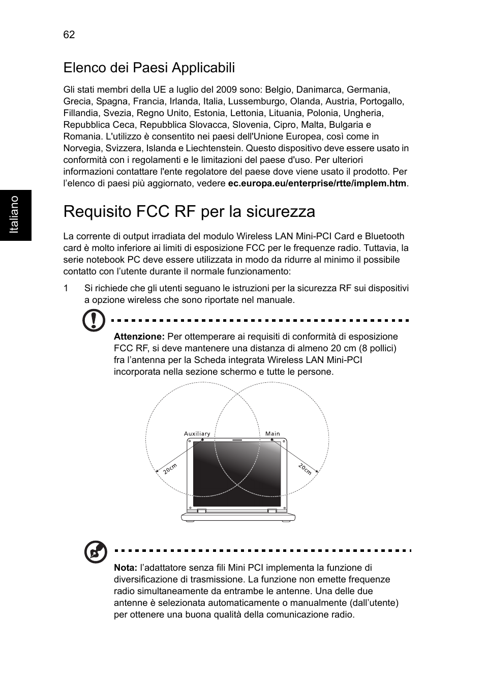 Requisito fcc rf per la sicurezza, Elenco dei paesi applicabili | Acer Aspire V5-571G User Manual | Page 344 / 2484