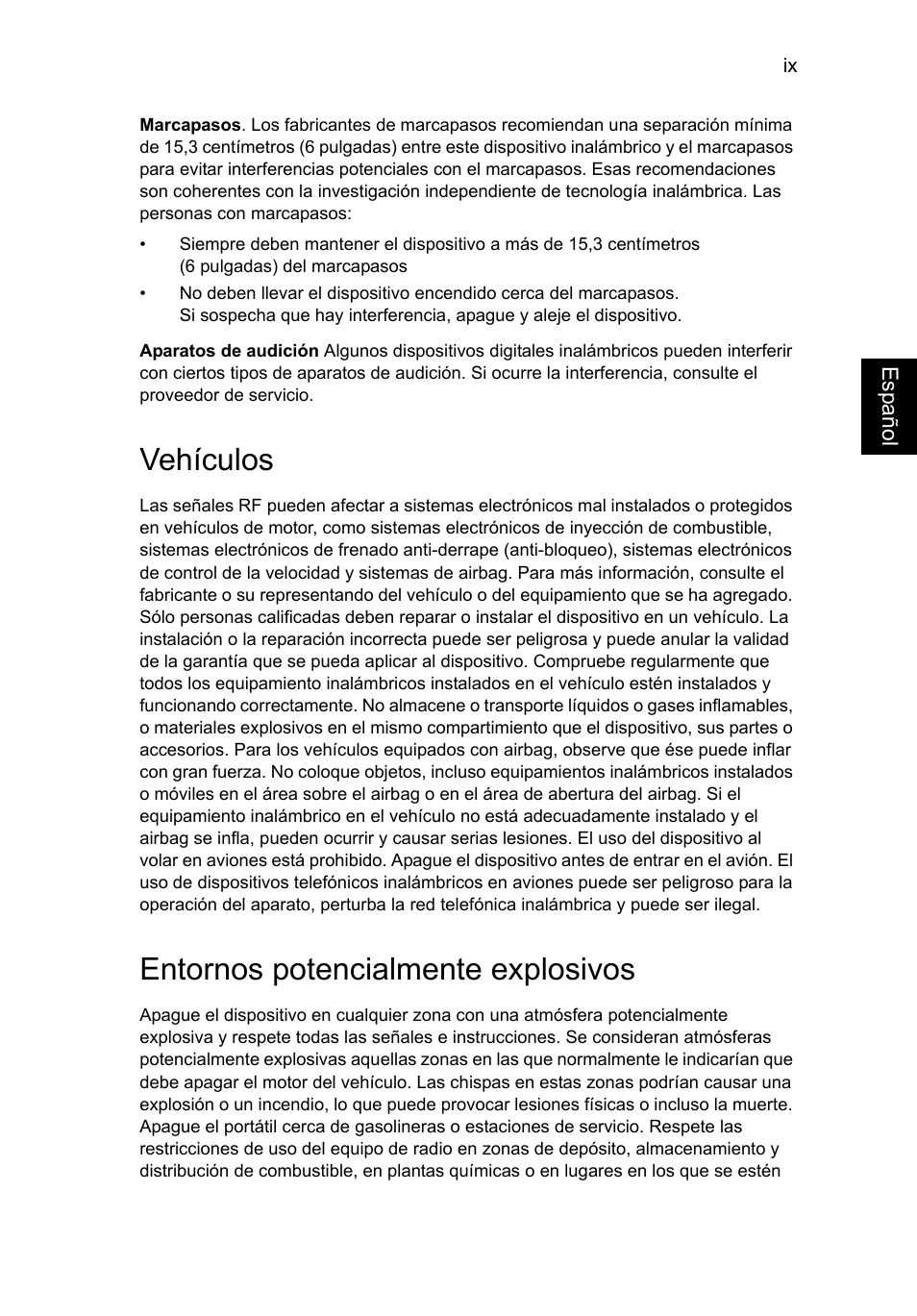 Vehículos, Entornos potencialmente explosivos | Acer Aspire V5-571G User Manual | Page 355 / 2484