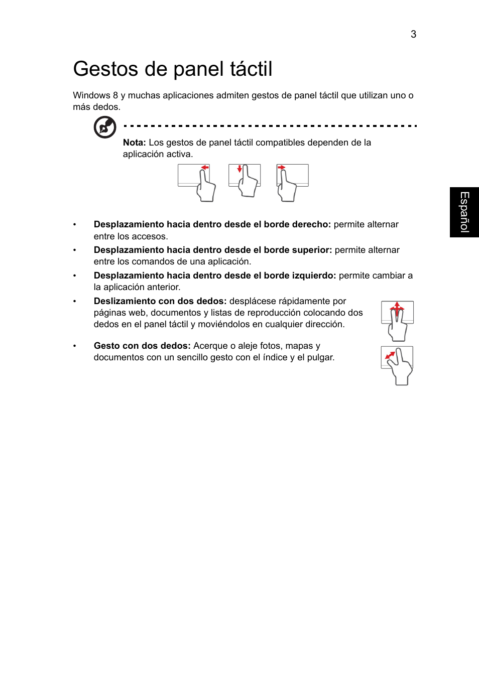 Gestos de panel táctil | Acer Aspire V5-571G User Manual | Page 369 / 2484