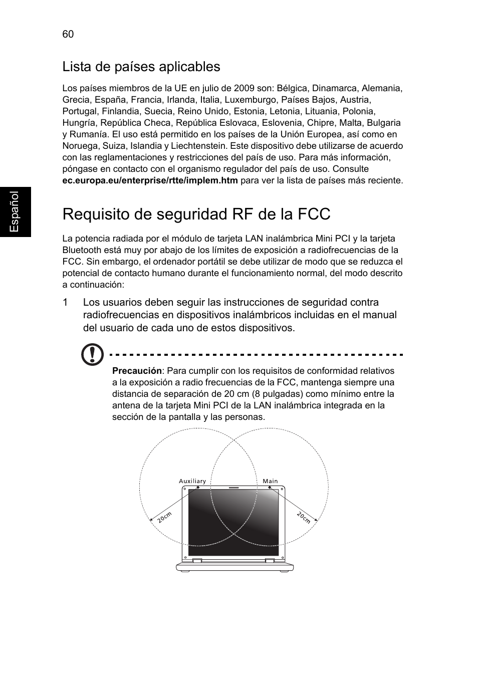 Requisito de seguridad rf de la fcc, Lista de países aplicables | Acer Aspire V5-571G User Manual | Page 426 / 2484