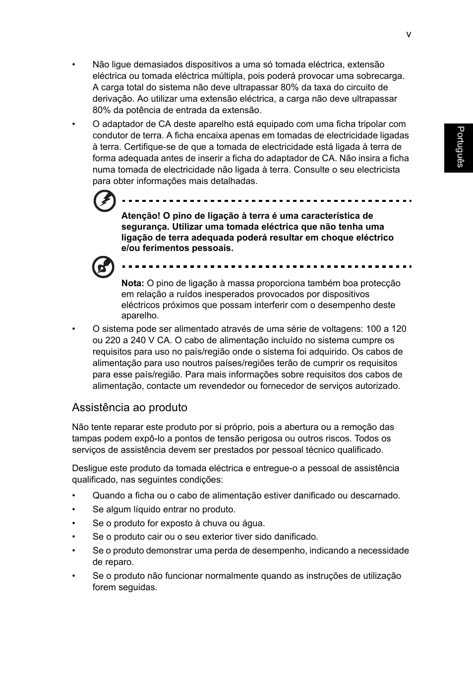 Portugu ês, Assistência ao produto | Acer Aspire V5-571G User Manual | Page 433 / 2484