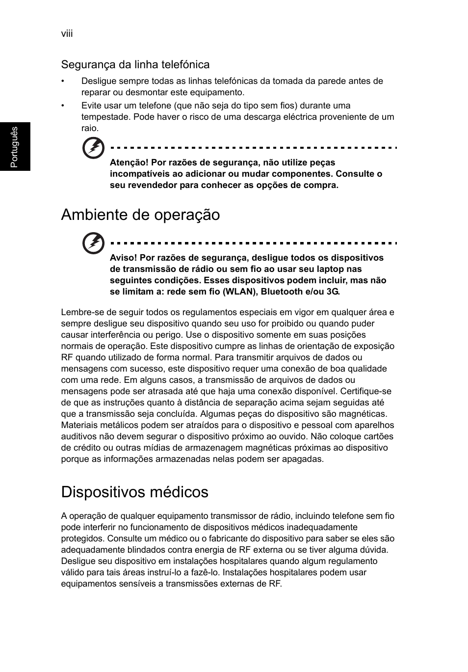 Ambiente de operação, Dispositivos médicos | Acer Aspire V5-571G User Manual | Page 436 / 2484