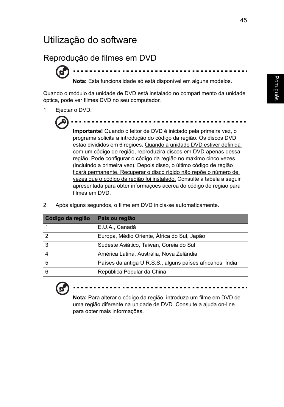 Utilização do software, Reprodução de filmes em dvd | Acer Aspire V5-571G User Manual | Page 493 / 2484