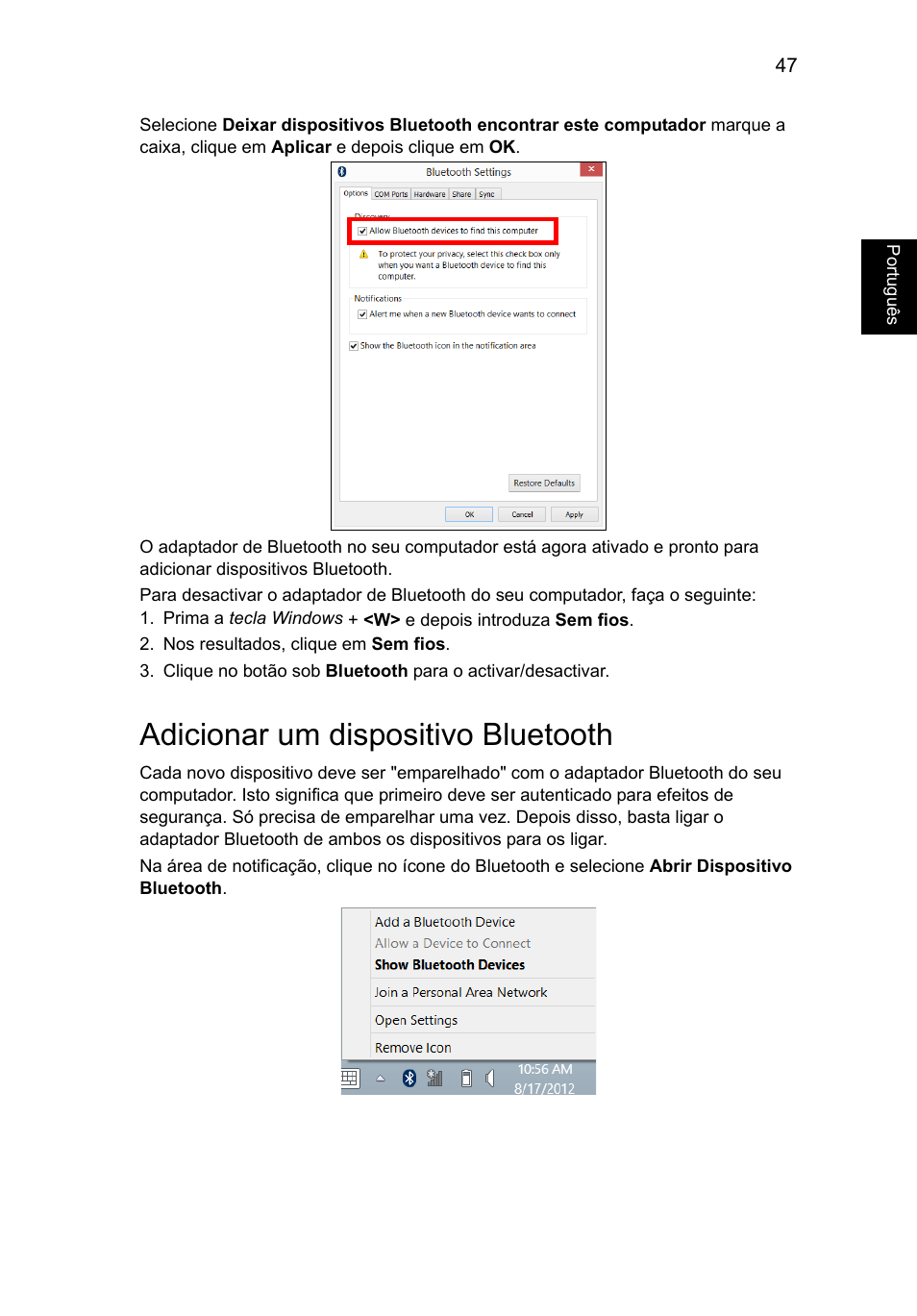 Adicionar um dispositivo bluetooth | Acer Aspire V5-571G User Manual | Page 495 / 2484