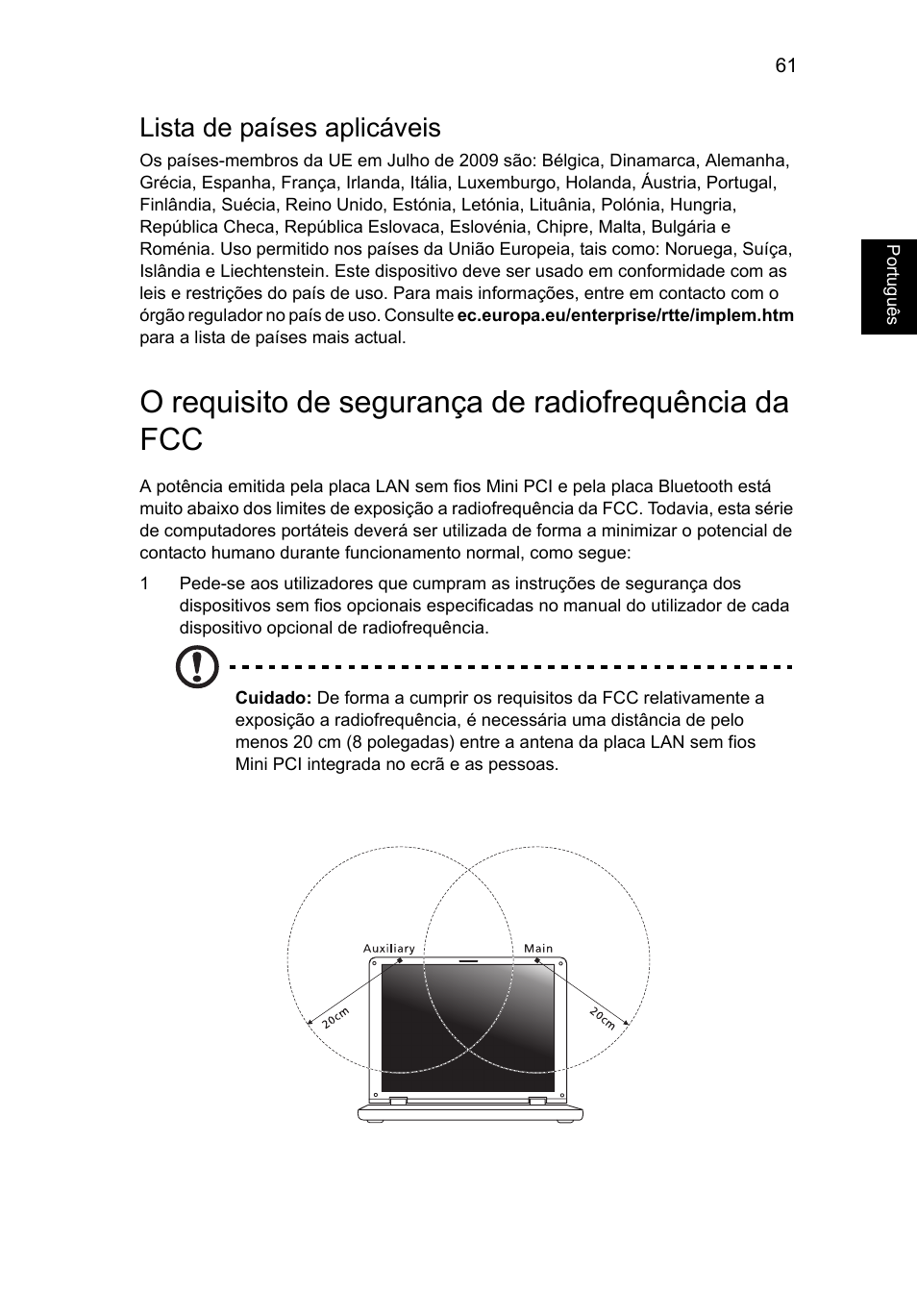 O requisito de segurança de radiofrequência da fcc, Lista de países aplicáveis | Acer Aspire V5-571G User Manual | Page 509 / 2484