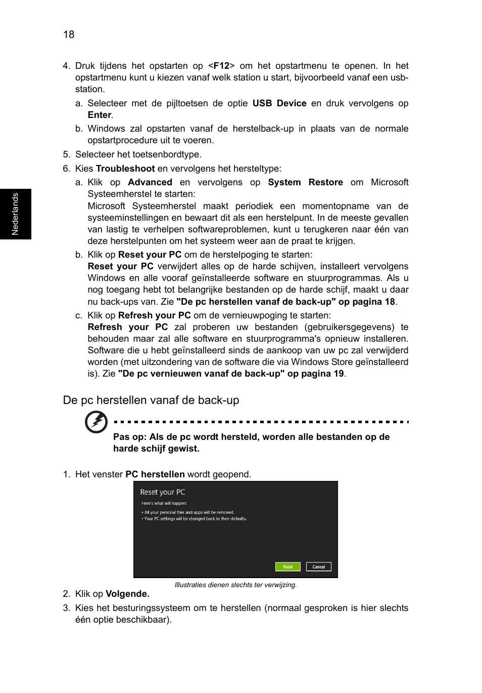 De pc herstellen vanaf de back-up | Acer Aspire V5-571G User Manual | Page 550 / 2484