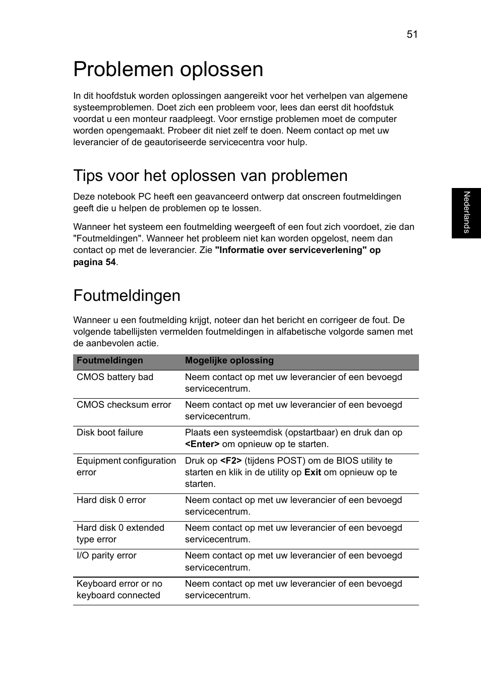 Problemen oplossen, Tips voor het oplossen van problemen, Foutmeldingen | Acer Aspire V5-571G User Manual | Page 583 / 2484