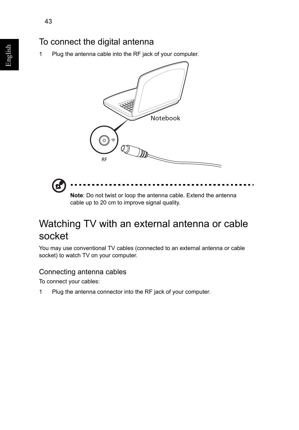 To connect the digital antenna | Acer Aspire V5-571G User Manual | Page 64 / 2484