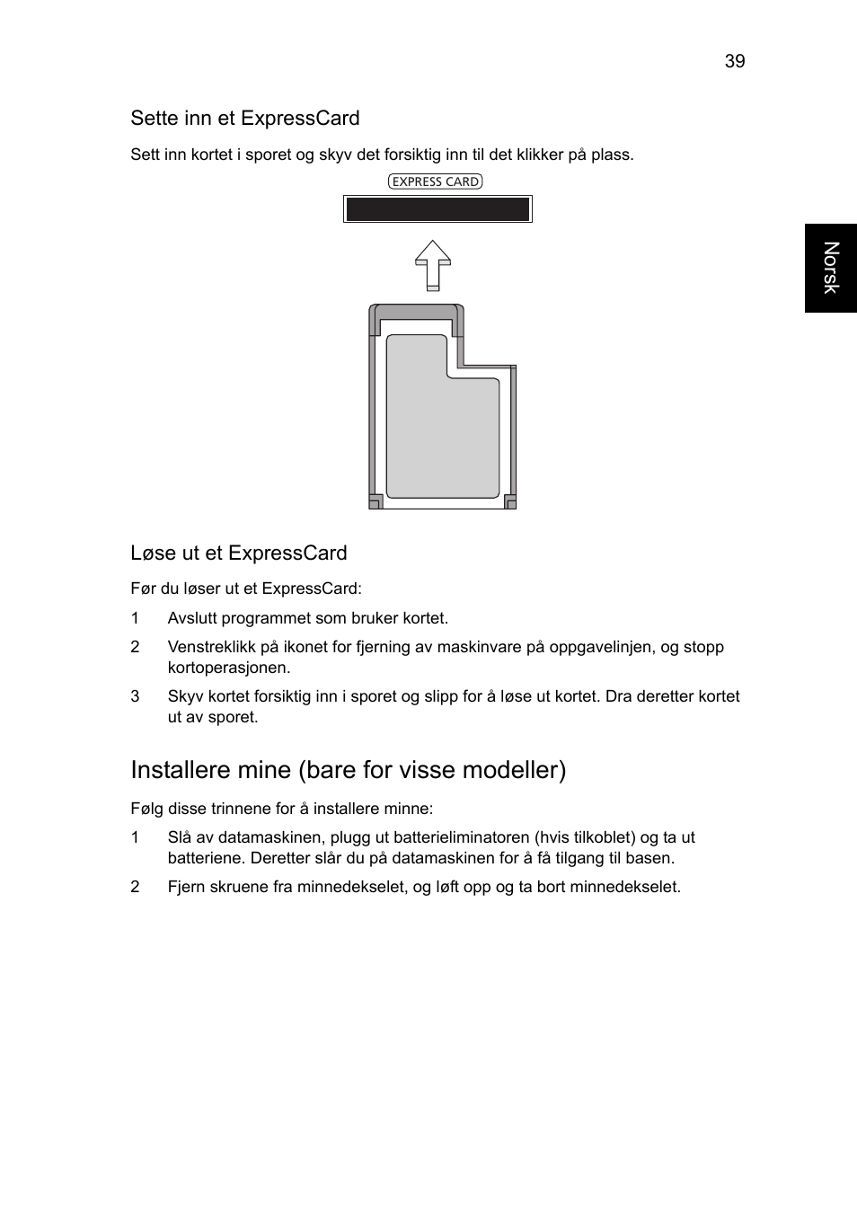 Installere mine (bare for visse modeller) | Acer Aspire V5-571G User Manual | Page 655 / 2484