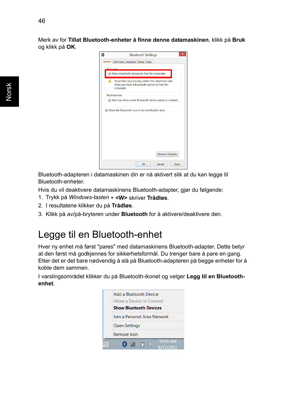 Legge til en bluetooth-enhet | Acer Aspire V5-571G User Manual | Page 662 / 2484