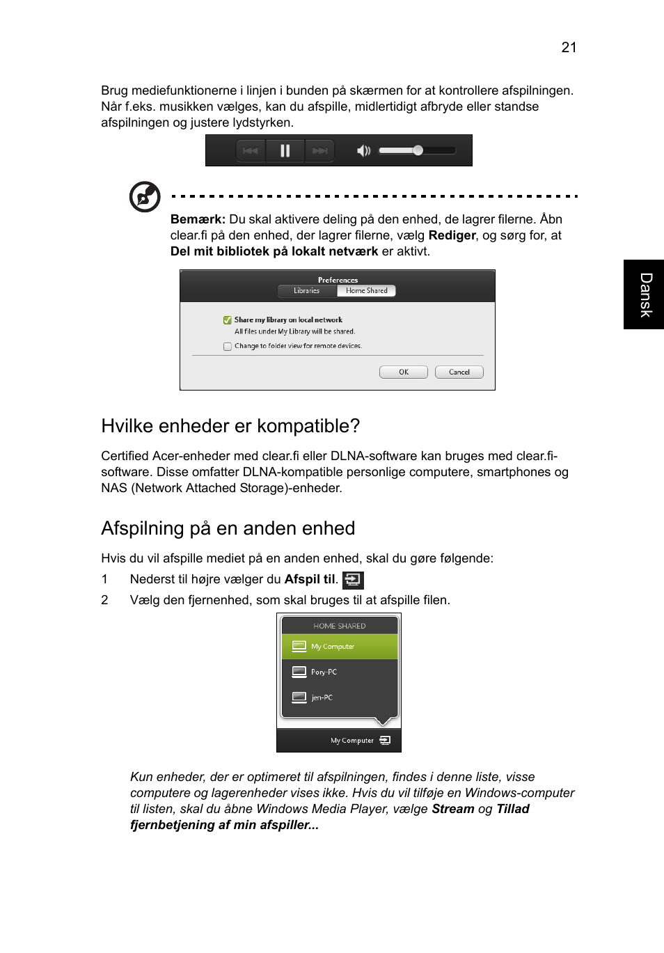 Hvilke enheder er kompatible, Afspilning på en anden enhed | Acer Aspire V5-571G User Manual | Page 717 / 2484