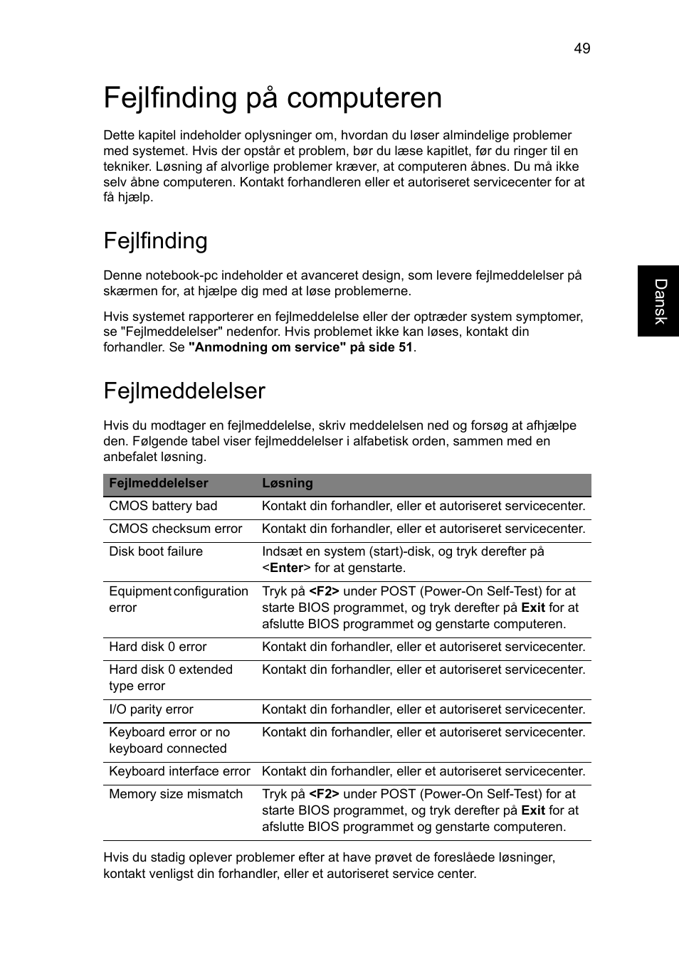 Fejlfinding på computeren, Fejlfinding, Fejlmeddelelser | Acer Aspire V5-571G User Manual | Page 745 / 2484