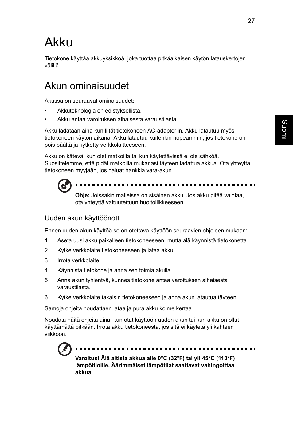 Akku, Akun ominaisuudet | Acer Aspire V5-571G User Manual | Page 885 / 2484