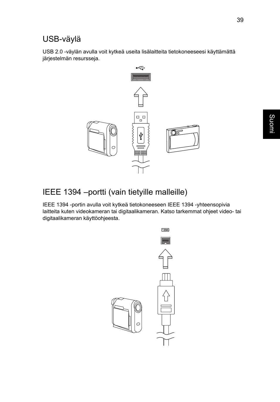 Usb-väylä, Ieee 1394 –portti (vain tietyille malleille) | Acer Aspire V5-571G User Manual | Page 897 / 2484