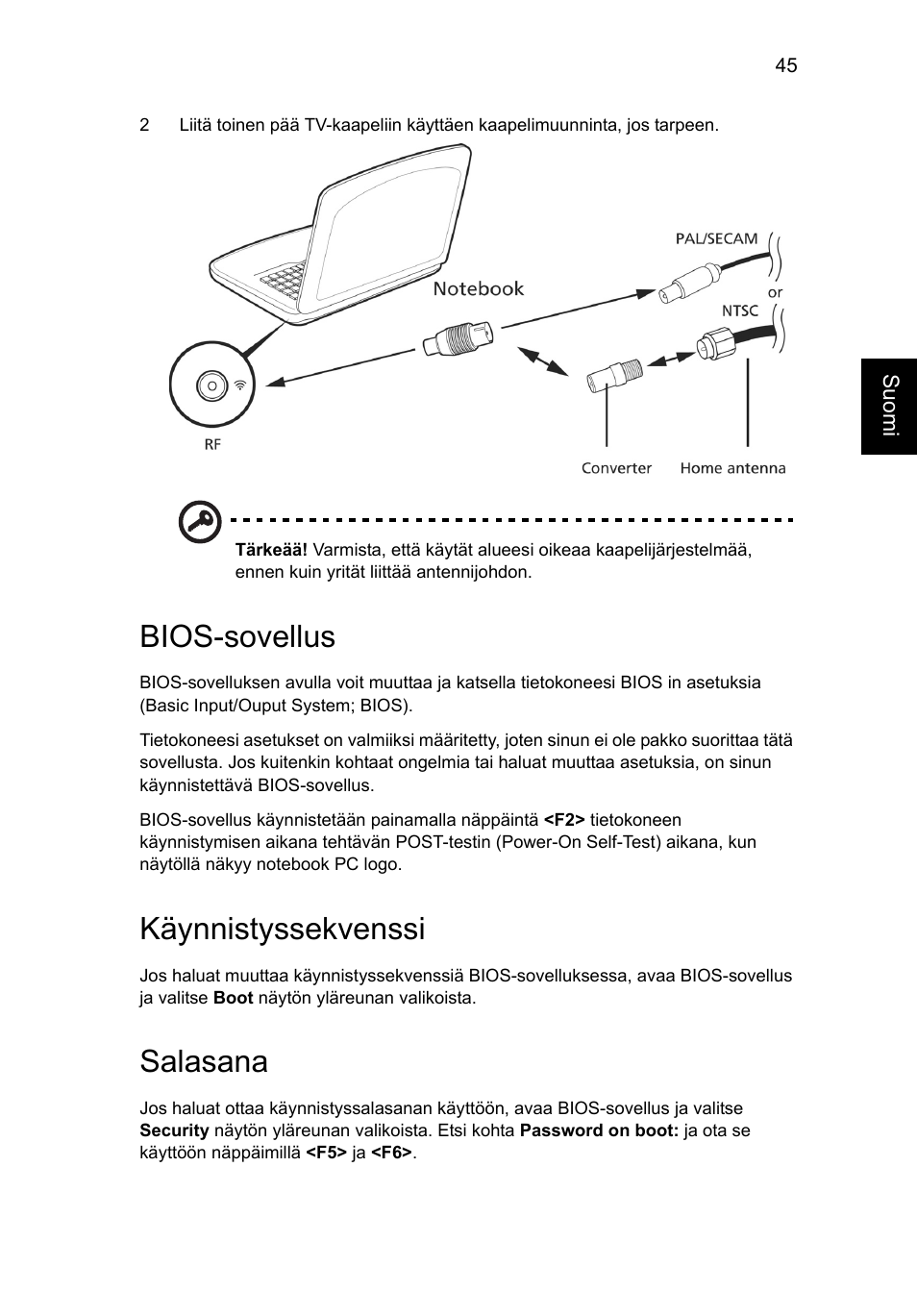 Bios-sovellus, Käynnistyssekvenssi, Salasana | Acer Aspire V5-571G User Manual | Page 903 / 2484