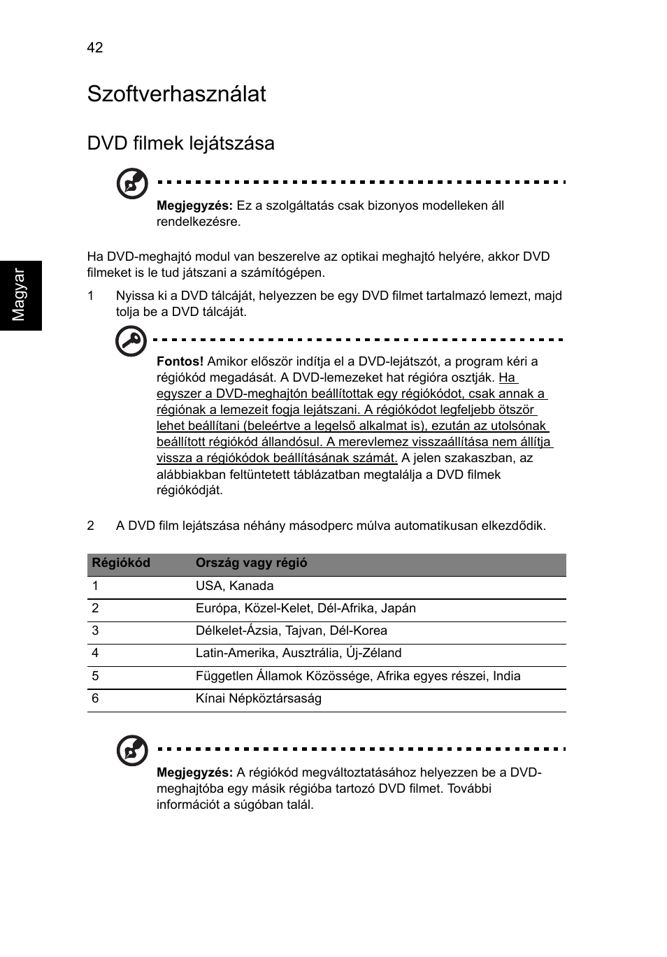 Szoftverhasználat, Dvd filmek lejátszása | Acer Aspire 5745DG User Manual | Page 1004 / 2217