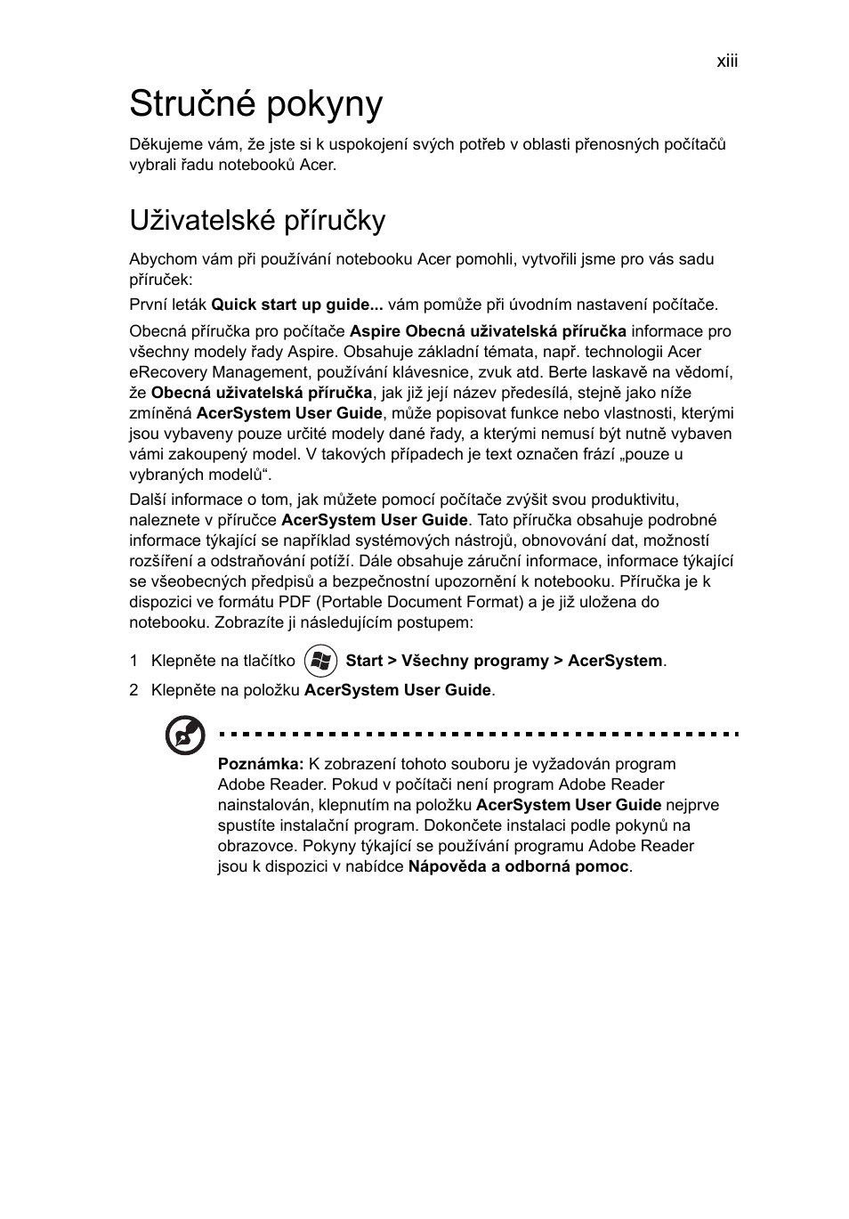 Stručné pokyny, Uživatelské příručky | Acer Aspire 5745DG User Manual | Page 1027 / 2217