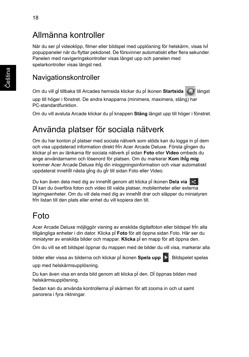Allmänna kontroller, Använda platser för sociala nätverk, Foto | Navigationskontroller | Acer Aspire 5745DG User Manual | Page 1052 / 2217