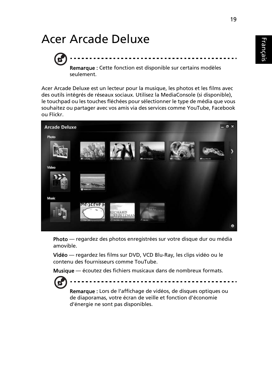 Acer arcade deluxe, Français | Acer Aspire 5745DG User Manual | Page 113 / 2217