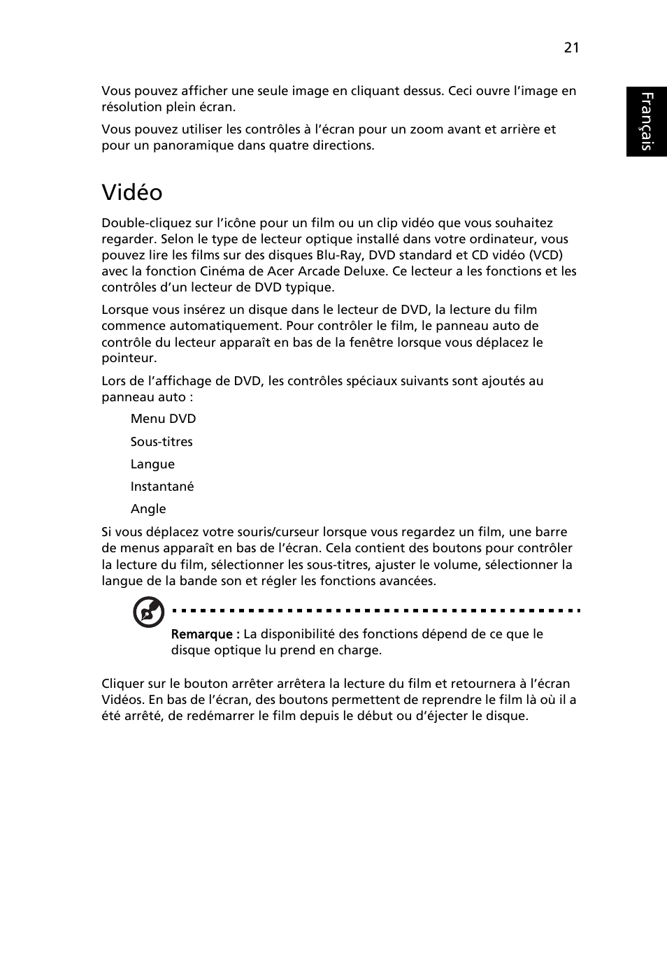 Vidéo, Français | Acer Aspire 5745DG User Manual | Page 115 / 2217