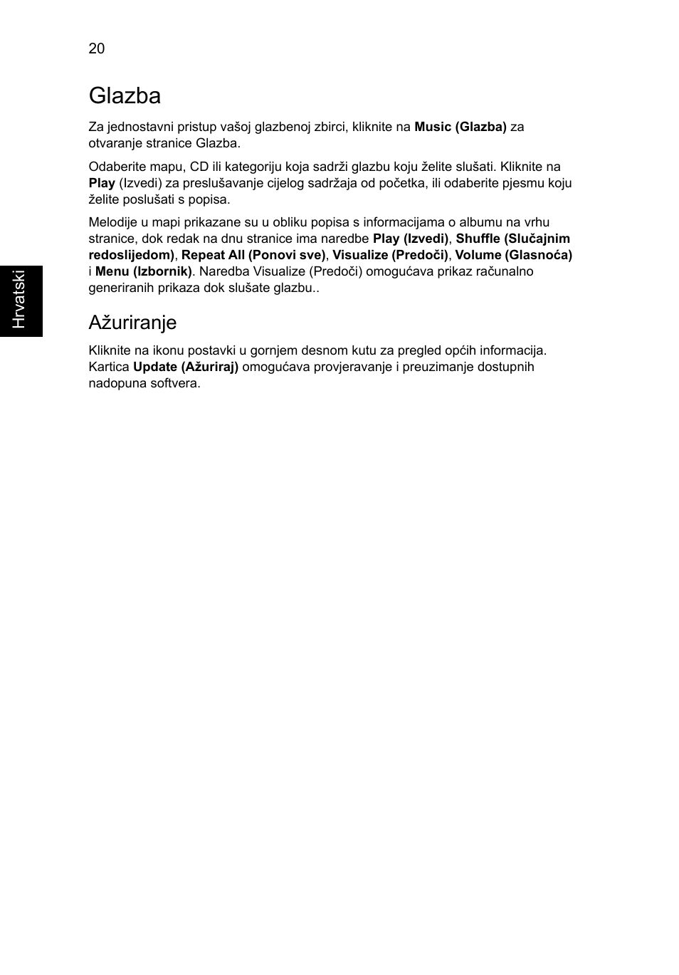 Glazba, Ažuriranje | Acer Aspire 5745DG User Manual | Page 1264 / 2217