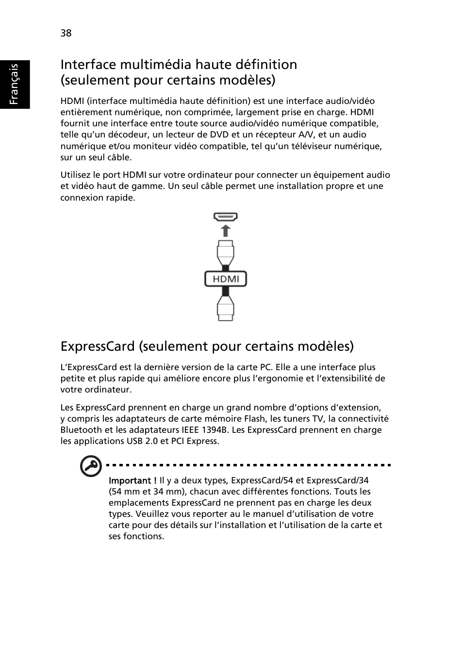 Expresscard (seulement pour certains modèles) | Acer Aspire 5745DG User Manual | Page 132 / 2217