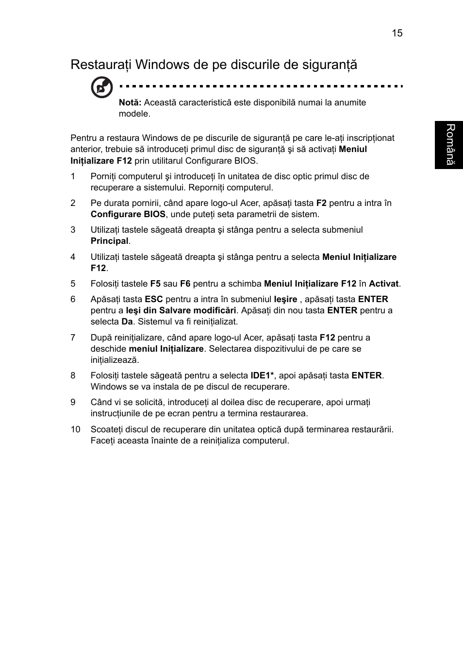 Restauraţi windows de pe discurile de siguranţă | Acer Aspire 5745DG User Manual | Page 1331 / 2217