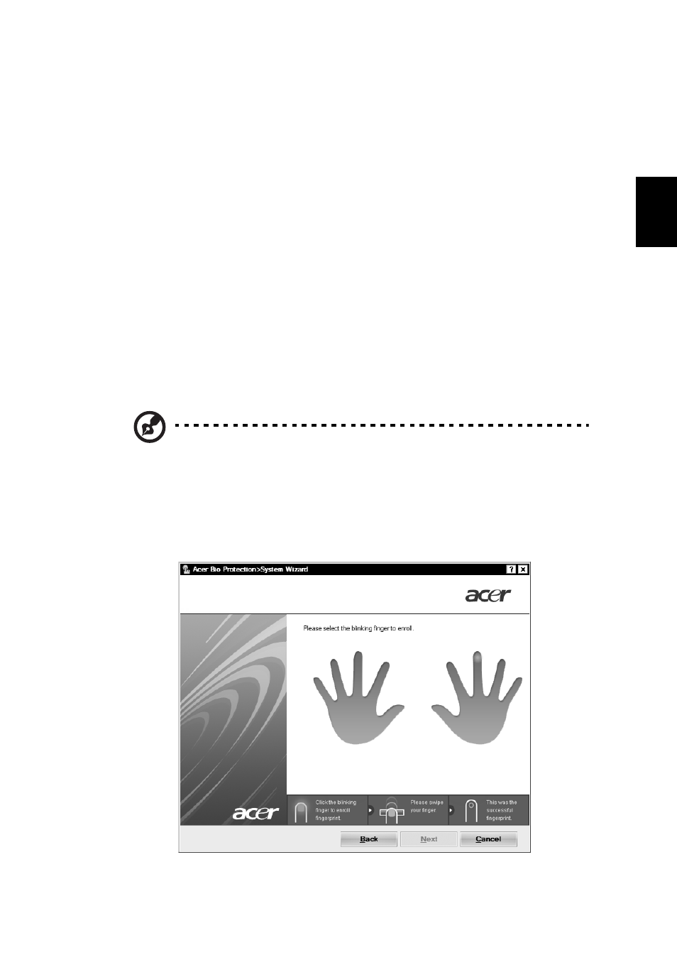 Süsteemi utiliitide kasutamine, Acer bio-protection (ainult teatud mudelitel) | Acer Aspire 5745DG User Manual | Page 1471 / 2217