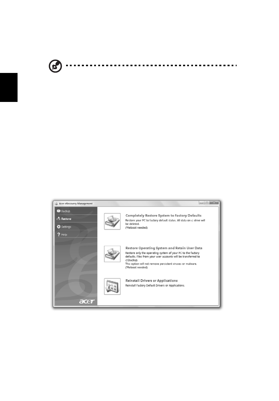 Taastamine | Acer Aspire 5745DG User Manual | Page 1476 / 2217